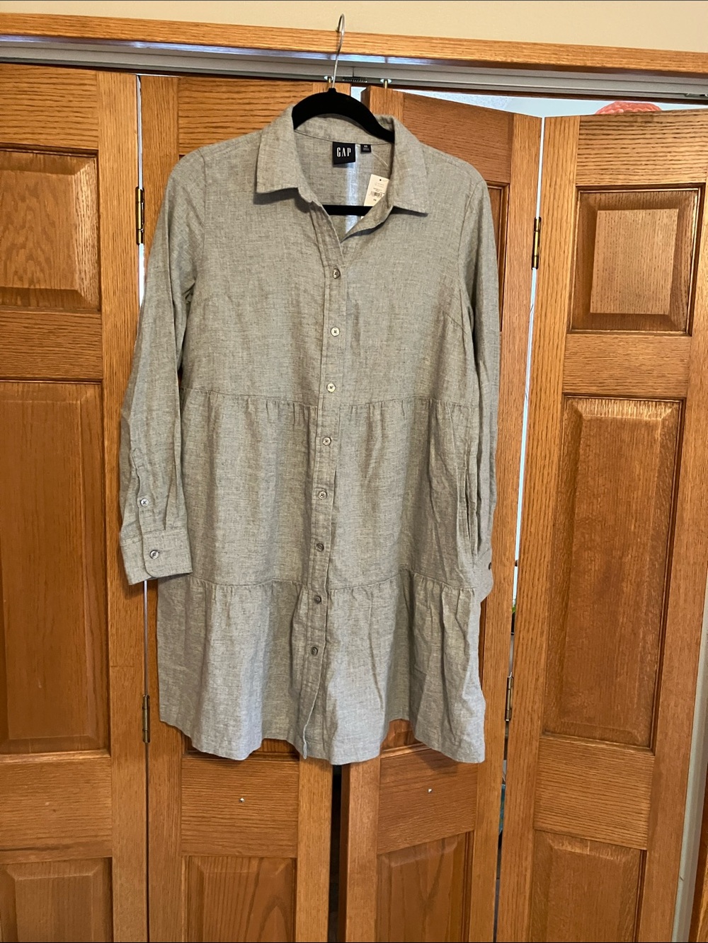 GAP Dress Womens XS Gray Cotton Gap shirt dress tiered